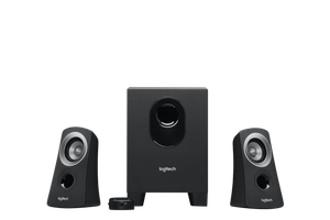 Logitech 2.1 system with 25W RMS power and compact down-firing subwoofer. Wired control pod for easy access to power and - TAR - 980-000413-TAR