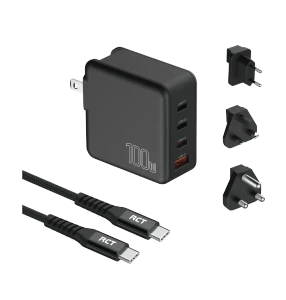 RCT 100W Charging Travel kit - Travel adaptor + (EU+UK+SA) Plug and cable