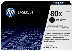 HP 80X Black LaserJet Toner Cartridge for HP LaserJet Pro 400 MFP M425 and Pro 400 Printer M401 Series Average Cartridge - TAR - CF280X-TAR