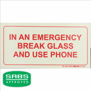 Photoluminescent 190mm Safety Sign-F40 In An Emergency Break Glass And Use Phone - SNP19F40