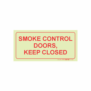 Photoluminescent 190mmSafety Sign F42 Smoke Control Doors Keep Closed - SNP19F42