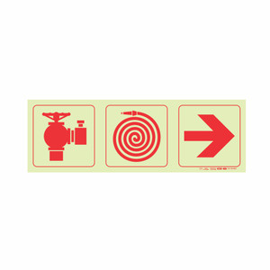 Photoluminescent 190mm Safety Sign F9 Fire Hydrant Fire Hose Reel Arrow Right - SNP19F9