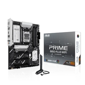 ASUS PRIME B850-PLUS WIFI, AMD, Socket AM5, AMD Ryzen 7000 Series, AMD Ryzen 8000 Series, AMD Ryzen 9000 Series, DDR5-SDRAM, 256 GB, DIMM