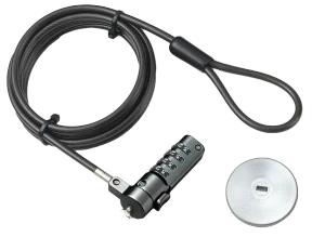 RCT 4-digit combination universal notebook security lock with interchangeable lock heads and K slot adaptor kit