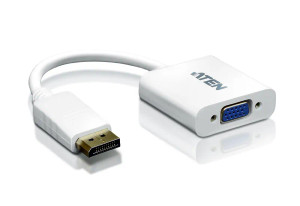 Aten Displayport/VGA adapter, DisplayPort Male, VGA HDB-15 Female, Male/Female, White