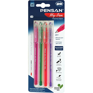 Pensan Coloured Pens Wallet 4 Ballpoint Pen 1.0mm Pensan Coloured Pens Wallet 4 Ballpoint Pen 1.0mm