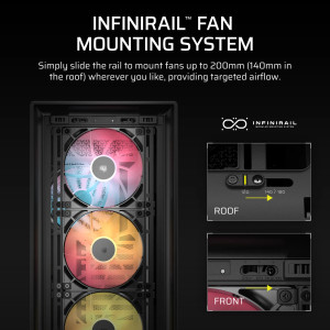 Corsair FRAME 5000D RS ARGB, Midi Tower, PC, Black, ATX, EATX, micro ATX, Mini-ITX, Plastic, Steel, Tempered glass, Gaming