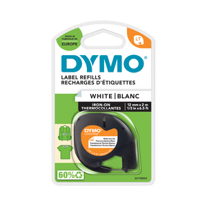 DYMO LetraTag Tape -  Iron-On - Black on White - 12mmx2m-DS0718850