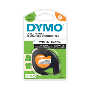 DYMO LetraTag Tape -  Iron-On - Black on White - 12mmx2m-DS0718850