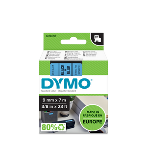 DYMO D1 Labelling Tape -  Removable Polyester - Black on Blue - 9mmx7m-DS0720710