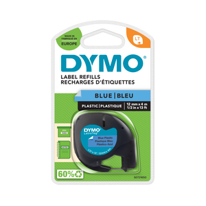 DYMO LetraTag Tape -  Plastic - Black on Blue - 12mmx4m-DS0721650