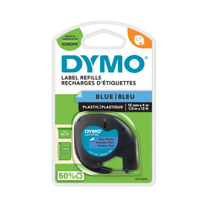 DYMO LetraTag Tape -  Plastic - Black on Blue - 12mmx4m-DS0721650