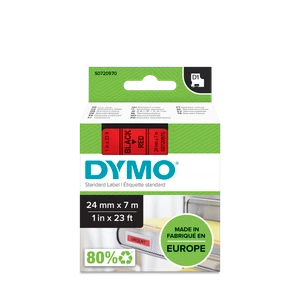 DYMO D1 Labelling Tape -  Removable Polyester - Black on Red 24mmx7m-DS0720970