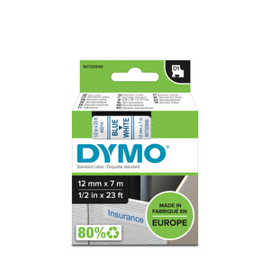 DYMO D1 Labelling Tape -  Removable Polyester - Blue on White - 12mmx7m-DS0720540