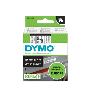 DYMO D1 Labelling Tape -  Removable Polyester - Black on White - 19mmx7m-DS0720830