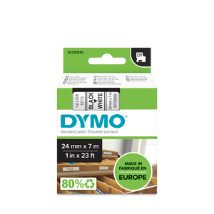 DYMO D1 Labelling Tape -  Removable Polyester - Black on White - 24mmx7m-DS0720930