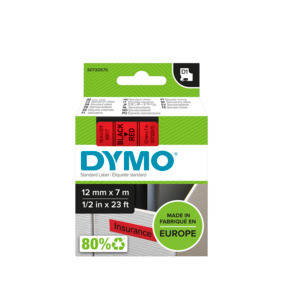 DYMO D1 Labelling Tape -  Removable Polyester - Black on Red - 12mmx7m-DS0720570