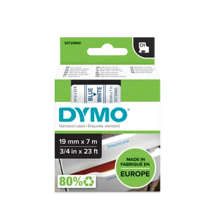DYMO D1 Labelling Tape -  Removable Polyester - Blue on White - 19mmx7m-DS0720840