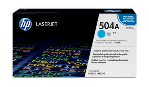 HP 504A CP3525/CM3530 MFP Cyan Print Toner Cartridge Prints approximately 7 000 Pgs Using ISO/IEC 19798 Yield Standard - TAR - CE251A-TAR