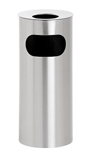 Stainless Steel Standing Ashtray Litter Bin Solid 240 Dia x 600h BRUSHED STAINLESS STEEL