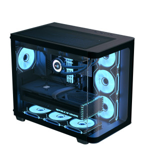 Aerocool P500C Black Mid tower case - Includes 120mm ARGB Fan x 4 and 4-port ARGB control hub - ATX - 3x 2.5'' or 2x3.5'' - 360m