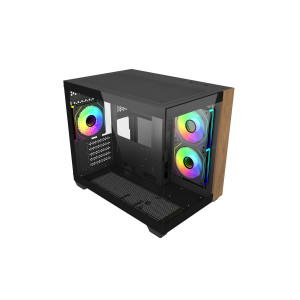 Cooler Master Elite 481 Wood, Mini Tower, PC, Black, ITX, micro ATX, Steel, Tempered glass, Wood, Gaming