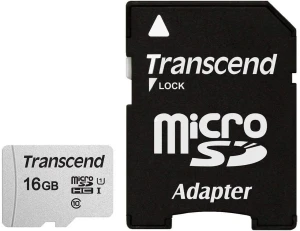 Transcend microSDHC 300S 16GB with Adapter, 16 GB, MicroSDHC, Class 10, NAND, 95 MB/s, 10 MB/s