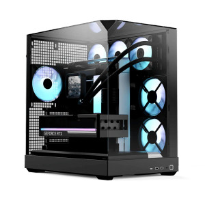 Aerocool APNX V2 Vision Black 3 glass panel case. X-Pand Flow design 4x ARGB Fan included - 360mm radiator  - (APCM-VI02143.11)