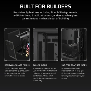 Corsair 3500X RS-R ARGB, Midi Tower, PC, Black, ATX, EATX, micro ATX, Mini-ITX, Steel, Tempered glass, Gaming