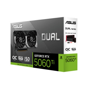 ASUS Dual -RTX5060TI-O16G, GeForce RTX 5060 Ti, 16 GB, GDDR7, 128 bit, 7680 x 4320 pixels, PCI Express 5.0