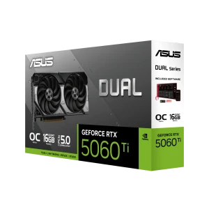 ASUS Dual -RTX5060TI-O16G, GeForce RTX 5060 Ti, 16 GB, GDDR7, 128 bit, 7680 x 4320 pixels, PCI Express 5.0