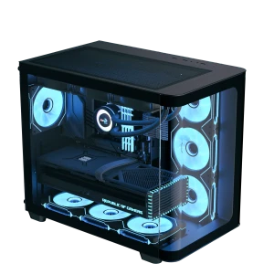 Aerocool P500C Black Mid tower case - Includes 120mm ARGB Fan x 4 and 4-port ARGB control hub - ATX - 3x 2.5'' or 2x3.5'' - 360m