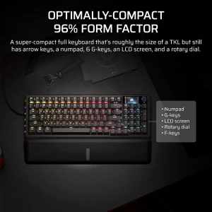 Corsair CH-91E911G-NA, Wired, USB, Mechanical, QWERTY, RGB LED, Black