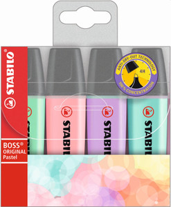 STABILO BOSS Original Highlighter Assorted Pastel Wallet 4's-70-4-2 STABILO BOSS Original Highlighter Assorted Pastel Wallet 4's-70-4-2