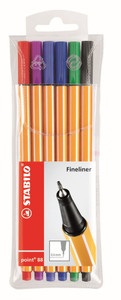 STABILO Point 88 Fineliner Assorted Wallet 6's-88-6