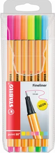 STABILO Point 88 Fineliner  Assorted Neon Wallet 6's-88-6-1