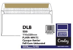 CROXLEY JD92CW DLB (Banker) White Gummed Envelopes - Unbanded (Box of 500)-ENB92CW