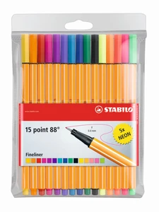 STABILO Point 88 Fineliner Assorted Wallet 15's-8815-1