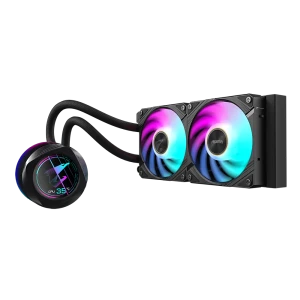 GIGABYTE AORUS WATERFORCE X II 240 AIO Liquid CPU Cooler - 2x120mm ARGB Fans, full-color LCD, DAISY-CHAIN, Intel LGA 1851 and AMD AM5 Compatible, All-in-one liquid cooler, 12 cm, Black