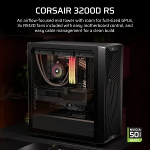 Corsair 3200D RS, Midi Tower, PC, Grey, ATX, Mini-ATX, micro ATX, Plastic, Steel, 16.5 cm