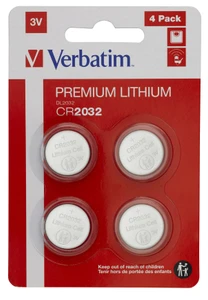Verbatim CR2032 Battery Lithium 3v 4 Pack x20 Per Carton - TAR - 49533C-TAR