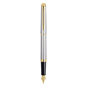 WATERMAN Hemisphere Fountain Pen - Stainless Steel Gold Trim-NS0920330 WATERMAN Hemisphere Fountain Pen - Stainless Steel Gold Trim-NS0920330