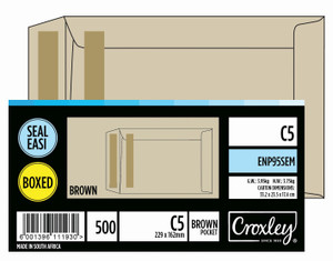 CROXLEY JD95SEM C5 Brown Seal Easi Envelopes - Unbanded (Box of 500)-ENP95SEM