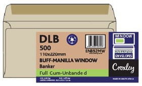 CROXLEY JD92MW DLB (Banker) (Banker) Brown Gummed Envelopes - Unbanded (Box of 500)-ENB92MW