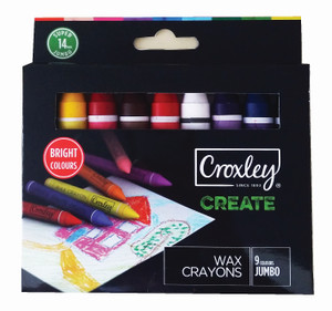 CROXLEY CREATE 14mm Jumbo Wax Crayons (Box of 9 Assorted Colours)-CRA1149