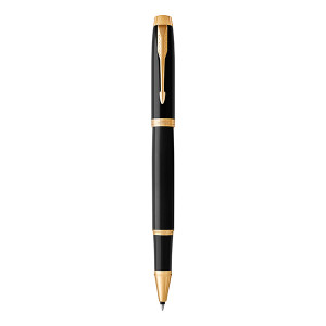 PARKER IM Rollerball Pen - Lacquer Black Gold Trim-NS1931659