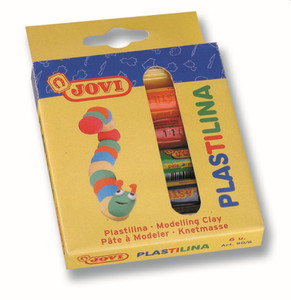 JOVI Plastilina Modelling Clay 6x15g Box Assorted Colours (White, Red, Brown, Yellow, Green, Blue)-JOV90-6