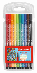 STABILO Pen 68 Wallet of 10 Assorted Colours-6810-PL