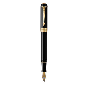 PARKER Duofold Fountain Pen - Lacquer Black Gold Trim-NS1931382