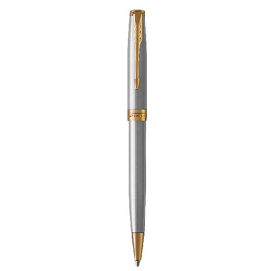 PARKER Sonnet Ballpoint Pen - Stainless Steel Gold Trim-NS1931507